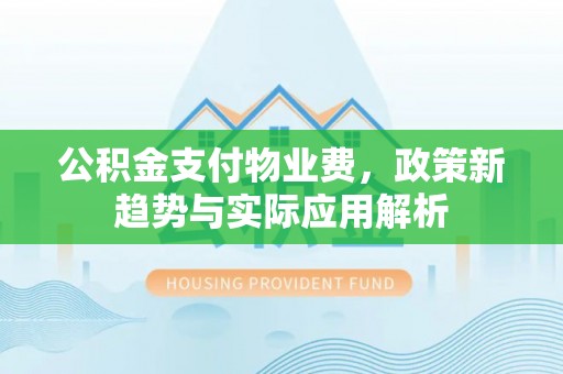 桃山公积金支付物业费，政策新趋势与实际应用解析